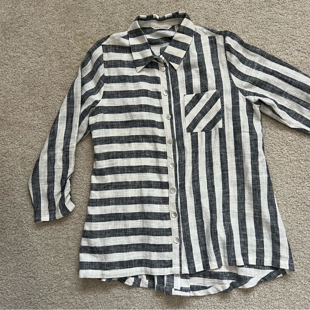 Soft Surroundings Women’s Linen Camina Blouse Shirt Tunic Top Size Large 2CK23 - Picture 15 of 16